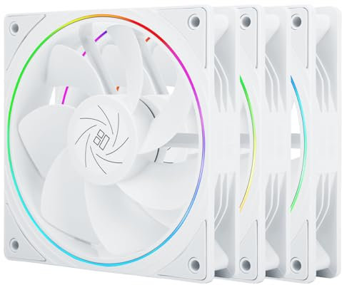 Thermalright TL-S12RW X3 CPU Fan 120mm Weiß Computer Kühler Fan, Fine Aperture ARGB Halo PC Fan, Reverse Airflow Design Chassis Fan, 1500RPM Geschwindigkeit