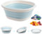 3L Collapsible Washing Up Bowl - Portable Hand Wash Basin, Folding Washing Up Basin, Retractable Food Storage Basin, Multipurpose Outdoor Water Basin for Kitchen, Travel, Camping, Hiking (Blue, S)