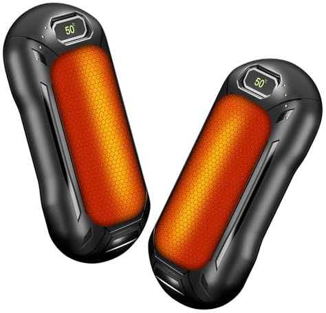 Anluomafuy Calentador de Manos Recargable 2 en 1, 6000mAh Batería Calentador Portatil Electrico Calentador Manos de Bolsillo, 3 Niveles de Calor, Calor Rápido, para Ciclismo/Esquí/Acampada
