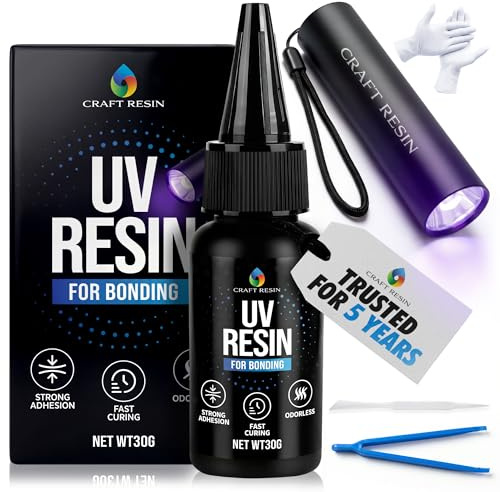 Craft Resin UV Bonding Kit with Light. Fast-Cure Glue for Quick Repairs 30g