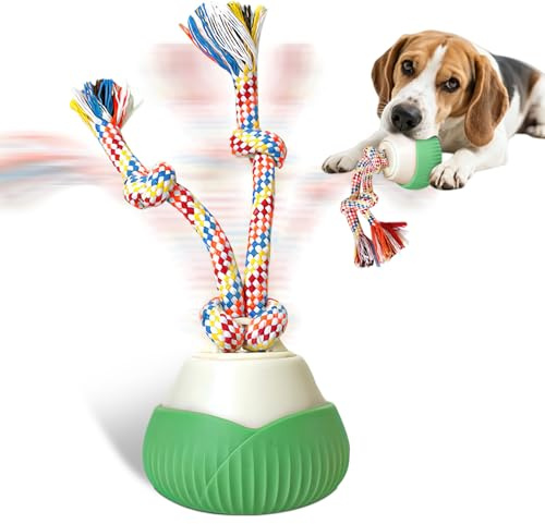Palla interattiva per cani, giocattolo interattivo intelligente per cani, per la noia, palla attiva automatica con coda per cani e gatti, giocattolo registrabile per animali domestici, con corde da