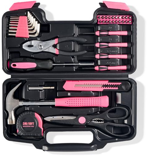 39 Pieces Tool Set with Portable Storage Case | Essential Automotive & General Household Tool Kit for Car Maintenance, Home Repairs & DIY Projects | All-Purpose Mechanic's Tool Box Kit