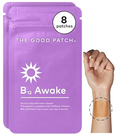 The Good Patch B12 Awake Patch, Caffeine, B12 and Green Tea Extract, Natural Plant Powered Wearable Wellness, Helps to Promote Energy (8 Total Patches)
