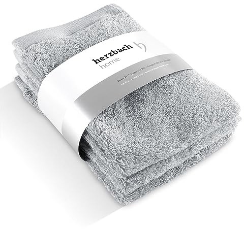 herzbach home Gästehandtuch 3er Set 30 x 50 cm (Silbergrau) – Hochwertige, weiche & saugstarke Gäste-Handtücher in Premium-Qualität – 100% natürliche Baumwolle