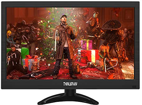 Thinlerain 13.3 inch Small PC Monitor 1366x768 Mini LED Monitor with HDMI VGA AV BNC USB Intput, for Fire Stick Computer Xbox Ras pi, Built-in Speaker