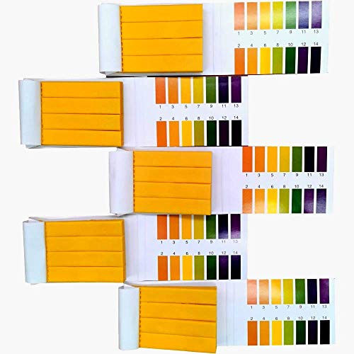 Jimitop pH Test Strips,5 Packs of 400 Strips pH 1-14 Test Paper,for Urine,Saliva,Drinking Water,Pool,Spa,Soap,Fish Tank and Liquids,yellow,2 * 3 inch