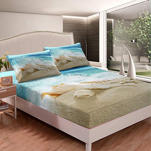 Set di lenzuola a tema oceano to mare da letto adolescenti hawaiano spiaggia lenzuolo con angoli traspirante estate vacanza copertura camera Decor matrimoniale