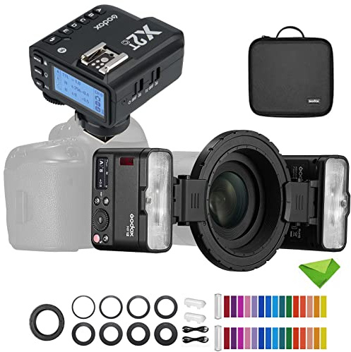 Godox MF12 MF12-K2 Flash Macro avec déclencheur Godox X2T-C pour Canon, Flash annulaire 12 W, contrôle sans Fil 2,4 G, Mode TTL/M, Batterie au Lithium 3,7 V/6,29 W intégrée