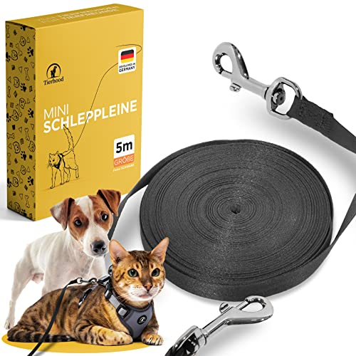 Tierhood Schleppleine 5m / 10m / 15m für Katzen - Katzenleine - extra leichte Leine für Katzen - Cat leash - Katzenleine mit Handschlaufe - Katzenleine lang für maximale Freiheit - Größe: 5m