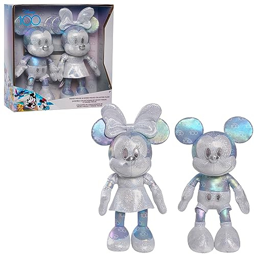 Disney100 Years of Wonder Mickey Mouse & Minnie Mouse Collector Set Plush Stuffed Animals, Kids Toys for Ages 2 Up by Just Play