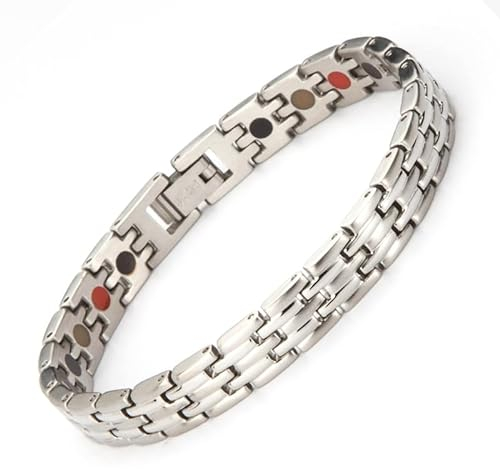 HAQI Magnetarmband für Frauen Reintitan Magnetarmband Verstellbares Armband zum Verschließen von Silberarmband Gesundes Damen Magnetarmband Mother's day (3500 Gauss)
