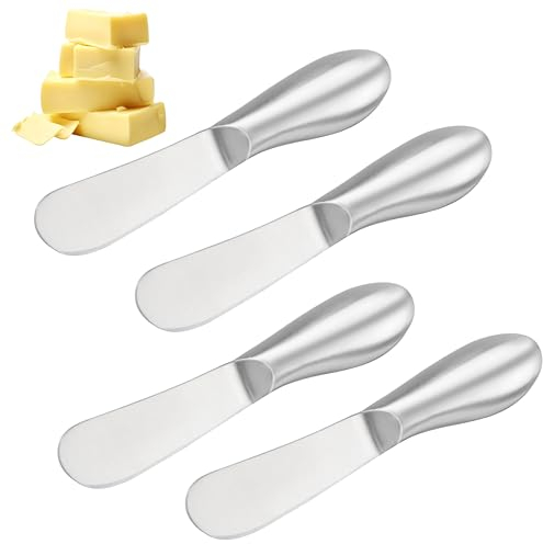 TEKONDA 4 pezzi Coltello per burro Taglierina per burro in acciaio inox Mini coltello Coltello per Nutella Coltello per dessert Coltello per tagliare il burro, HYD-04