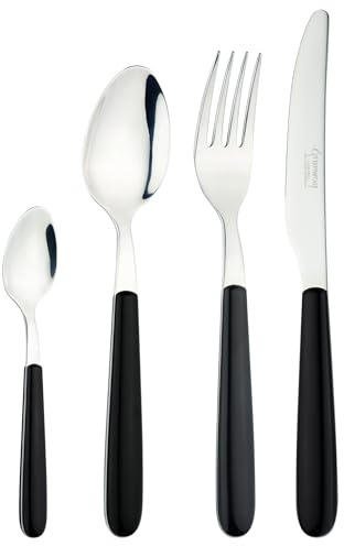 Grunwerg Greenworks 24 Piece Boxed Cutlery Set, Recycled Plastic, Eco-Friendly, Furnace Black
