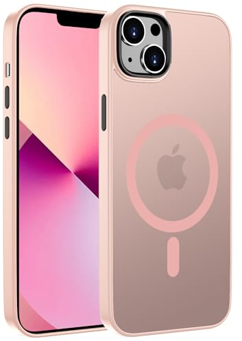 ORDA für iPhone 13 Hülle 6.1 Zoll Kompatibel mit MagSafe,Magnetisch Handyhülle für iPhone 13 Case Durchscheinende Matt Rückseite Dünn Stoßfest Schutzhülle Rosa