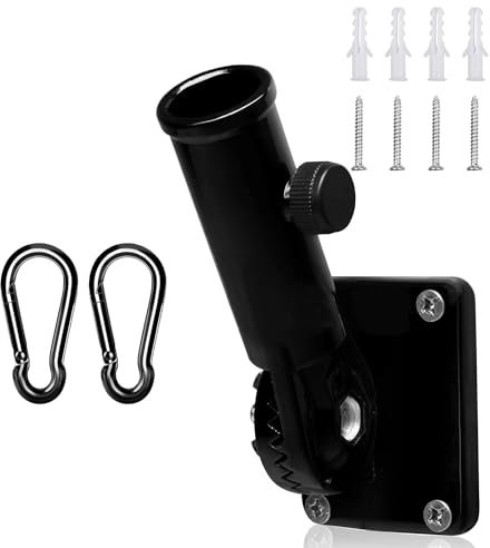 Dantolo Support de Mât de Drapeau,Porte Drapeau,Réglable Support de Montage de Mât de Drapeau Multipositions Support Mural (Noir)