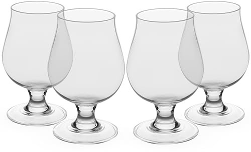 Winter Shore 350 ml Belgisches Beer Glass Set (4er-Pack) - Premium Pint Gläser Set - Biergläser Tulpe - Elegantes Bierglas Craft - Bier Gläser für Kneipen - Craft Beer Glas für Männer