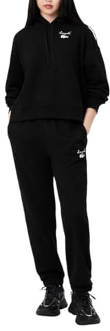 Lacoste Logo Track Pants Pantalon de survêtement, Noir, 8 Femmes
