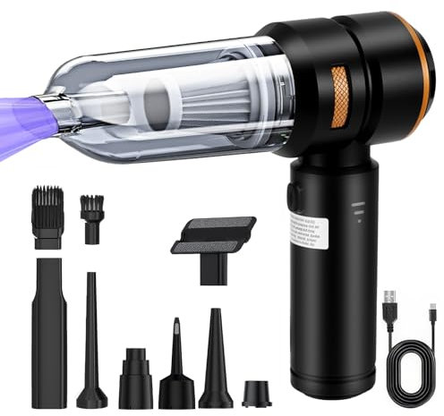 Aspiradora de mano, 3 en 1, aspiradora de mano para coche, batería de 19000 pa con motor sin escobillas, 3 velocidades, aspiradora de mano pequeña, 80000 rpm, aspiradora de mano para coche, PC, cocina