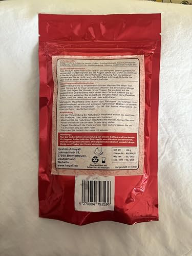 Hayali Coloration végétale pour cheveux, acajou, 100 g