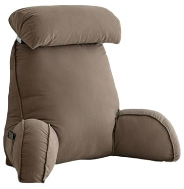 Miaogoo Almohada de lectura, cojín de acurrucarse con bolsillo, soporte desmontable para el cuello y el brazo, almohadas para reposar el asiento de la cama para el suelo del sofá, cojín relajante