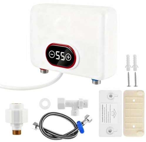 Mini scaldabagno istantaneo, 3500 – 5500 W 220 V, protezione IPX4 con indicatore di temperatura LED, acqua calda plug and play per doccia, cucina, bagno