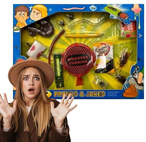 Giocattolo da trucco per bambini – Set creativo con divertenti articoli scherzosi, cuscini per scoreggia e accessori per malizia, porta umorismo divertente ovunque | Divertente set per feste di