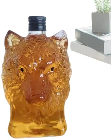 Bärbar whiskyflaska - vargdesign glasflaska, vinmugg med vintage tema, robust tjockt, barredskap att på, sofistikerat dryckestillbehör