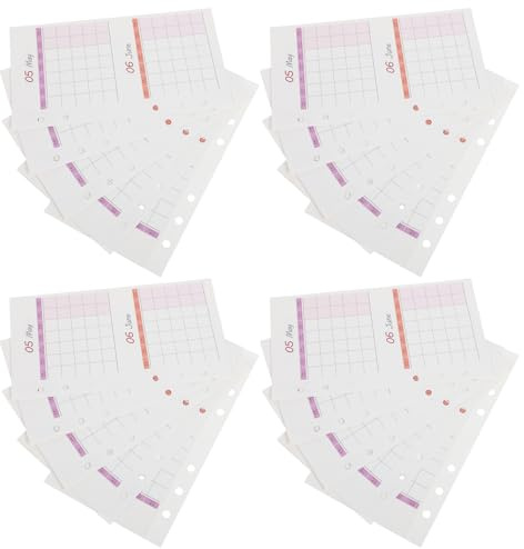 Gadpiparty Insertos para Planificador A6 sin Fecha, 20 Hojas de Calendario Mensual Doble Cara, Recargas Flexibles para Organizador de Presupuesto y Seguimiento Anual en Material