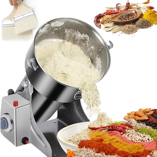Molinillo de grano eléctrico comercial de 800G, máquina trituradora de maíz de acero inoxidable de 3000w, molino de grano con diseño giratorio de 180° y temporizador de 5 minutos, molinos de especias
