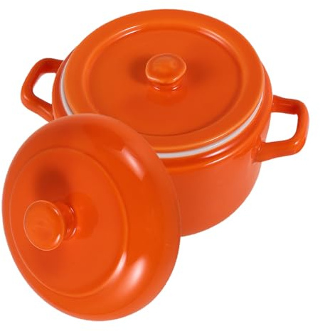 RORPOIR Olla Capacidad 600ml de Cerámica para Estofado con Tapa y Doble Asa Tecnología de Cocción al Baño María que Previene la Pérdida de Agua para Preparación Rápida