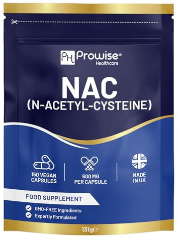 NAC N-acetil-cisteina 600mg 150 capsule - Prodotto nel Regno Unito | Standard GMP di Prowise Healthcare | Adatto a vegetariani e vegani