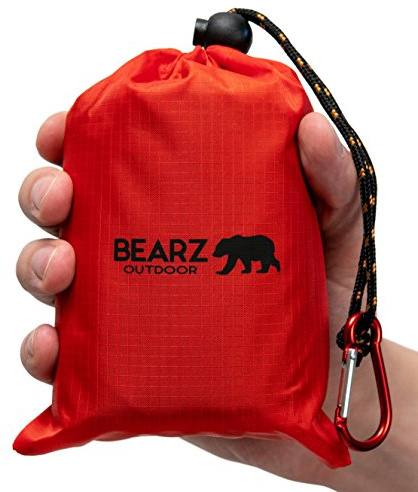 BEARZ Outdoor Coperta da Picnic Impermeabile, Telo Pic Nic da Viaggio - Tappetino Anti-sabbia da Spiaggia, Campeggio Accessori Leggero, Coperta da Spiaggia e Campeggio, Escursionismo e Trekking, Rosso