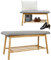 DuneDesign Nordic Sitzbank mit Schuhregal - 90x34x44 Bambus Schuhbank Holz Bank für Flur Garderobe
