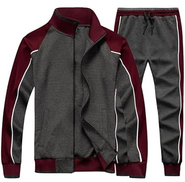 FTCayanz Tuta Uomo Sportiva Manica Lunga Giacca Jogging Fitness Pantaloni Tute Ginnastica Giubbotto Grigio L