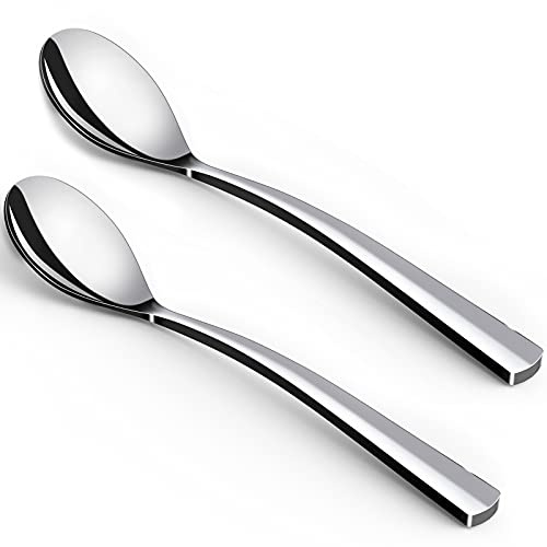 Coffee Spoons,2-Piece GLAMFIELDS Teaspoons with a Long Handle, 6Demitasse Espresso Spoons Set Food Grade Stainless Steel Small Serving Spoons for Dessert