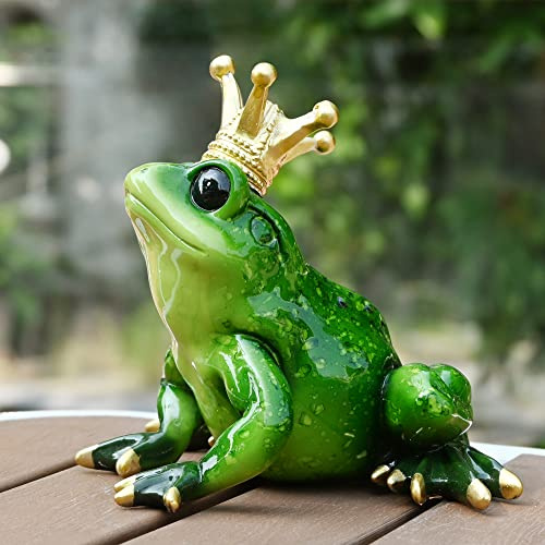 Juliahestia Frog Crown Prince Prime Bedroom Ornament Collectible Cute Figurine Statue Home Office Desk Bookcases Decorations Gifts for Women Sister Lover Room Baby Shower Decor Cake Topper