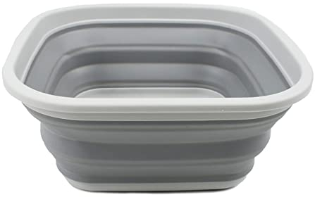 SAMMART zusammenklappbare Wanne und Faltbare Schüssel - tragbare/platzsparende Kunststoffwanne (Grau (5,5-l-Eimer))