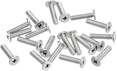 sourcing map Tornillos de Cabeza Redonda Plana M3-0,5x12mm 50uds, Tornillos de Máquina de Accionamiento Phillips de Acero Inoxidable 304, Sujetador de Hardware para Conexión de Muebles