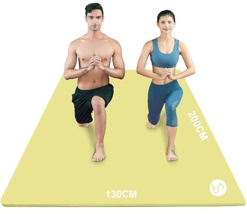 RYTMAT Yogamatta XXL 200 x 130 cm NBR 15 mm tjock och bekväm gymnastikmatta för hemmagym yoga pilates, föräldrar-barnaktiviteter, seniorträning, lekmatta för hundar