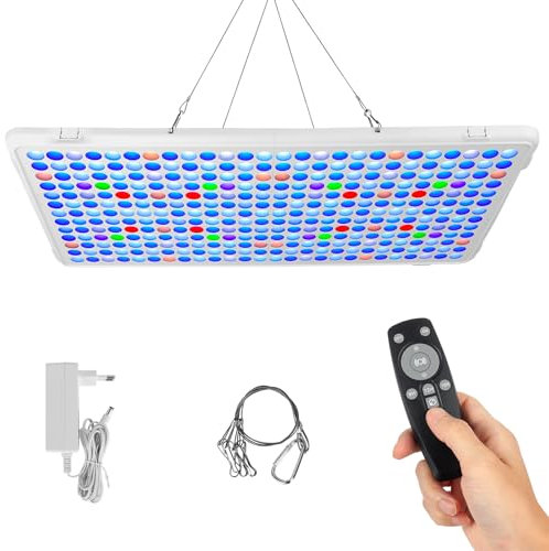 Relassy Aquarium LED Beleuchtung, 60W Dimmbare Meerwasser LED Beleuchtung mit Fernbedienung, Aquarium Lampe Korallenriff Licht mit Timer