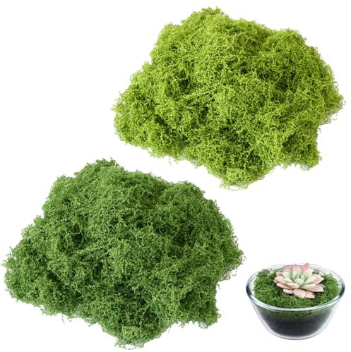 GXGM 100G Moos, Kunstmoos Zum Basteln, Moosbilder, Moosbild, Kunst Moos, Moos Zum Basteln, Moos Deko, Künstliches Moos, Für Wand Krippe Aquarium Krippe Modellbau(Hellgrün+Dunkelgrün)