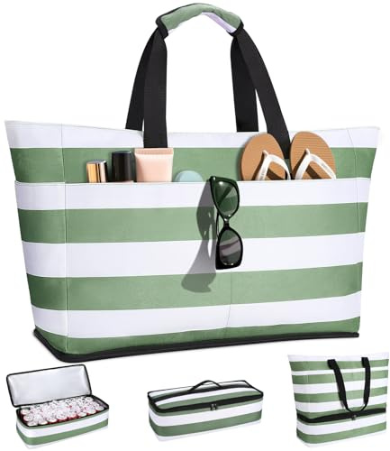 CIRYCASE Borsa Mare Grande con Termica XXL, 54L Borsa da Spiaggia Viaggio Impermeabile, Pieghevole Borsone Mano Tote Bag Multitasche, Borse per Attrezzatura da Nuoto Famiglia/Shopping/Palestra/Vacanze