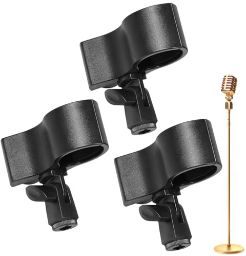 Mikrofonclip - Mikrofonarm Ständer - Mikrofonclip | Mikrofonhalter Für Ständer | 3er-Pack Verstellbare Klemmhalterung Für Kirchenstudio-Aufnahmeinhalte, Video, Sport, Radio, PC, dator