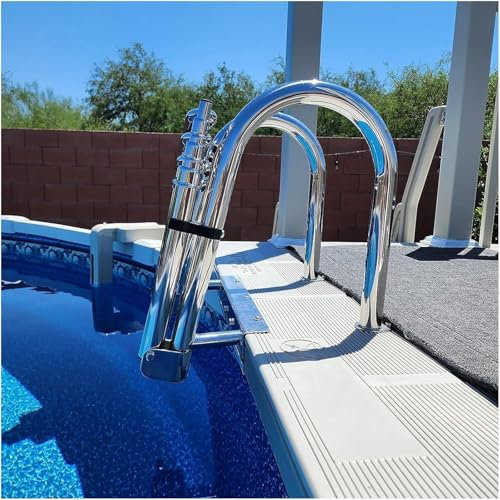 ZEEKYFOR Boat Ladders 4 Step Folding, Swimming Pool Deck Ladder for Inground Pool, Telescoping Folding Pontoon Boat Ladder,5cm/2in Wide Step