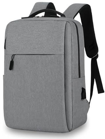 Aucuu Mochila para Ordenador Portátil de 15,6, Mochila Oficina, Mochila de Viaje, Impermeable Bolso Ergonómica, para Estudios y Viajes de Trabajo, para Adolescente, Mujer y Hombre-Gris