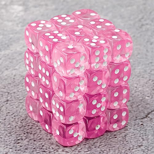 Epic Forge-Lot de 36 dés 6 Faces - 12mm- Rose Transparent