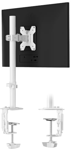 Pholiten Support moniteur pour écrans de 13-32 pouces jusqu'à 10 kg, Support de moniteur réglable, Support écran inclinable, pivotant, rotatif VESA 75x75 mm/100x100 mm, Blanc (Blanc)