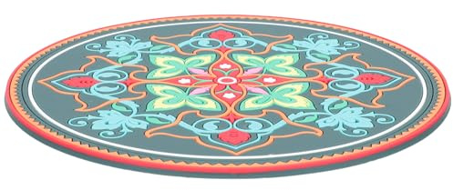 Homoyoyo Musikalisches Meditationskissen Rundes Sound Bowl Pad mit Stickerei Schützende Rutschfeste Pvc Matte für Klangschalen Großes Kissen im Exotischen Dunkelgrün für Religiöse