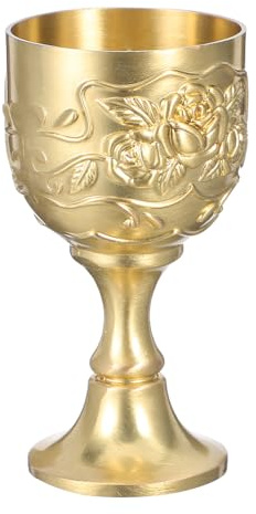 VICASKY Calice Vintage en Métal Bronze Antique Petit Format, Tasse à Boire Décorative pour Vin et Spiritueux, pour Sainte Communion, Cérémonie et Dégustation Raffinée