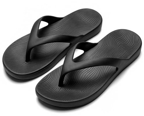 Zimoer Chanclas Mujer Hombre Verano Antideslizantes Sandalias Flip Flops Cómodas Suela Suave PVC Zapatillas Planas Playa Piscina Casa Exterior (Negro, 36-37)